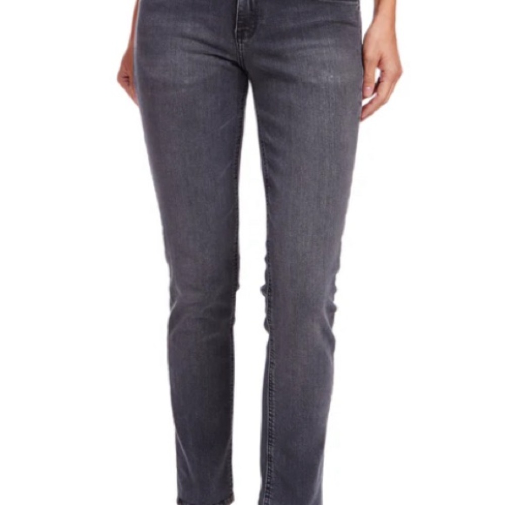 MOTT AND BOW. slim-fitted straight jeans: They sit 2" below your natural waist.